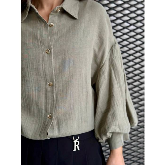 BALON KOL GÖMLEK HAKİ RENK