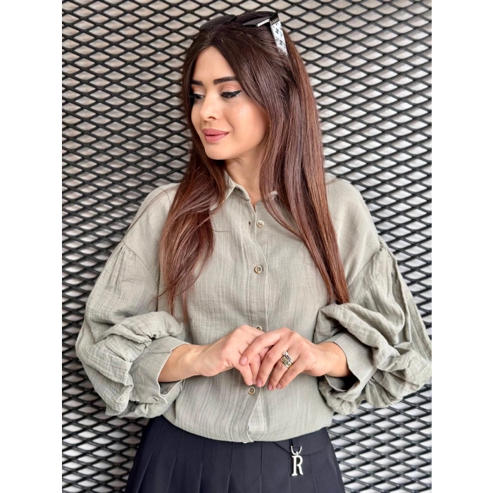 BALON KOL GÖMLEK HAKİ RENK