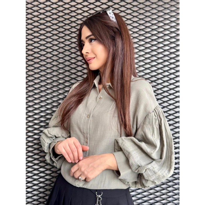 BALON KOL GÖMLEK HAKİ RENK