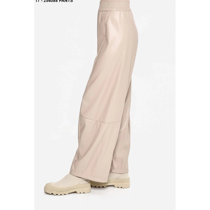 BEJ DERİ PALAZZO PANTOLON