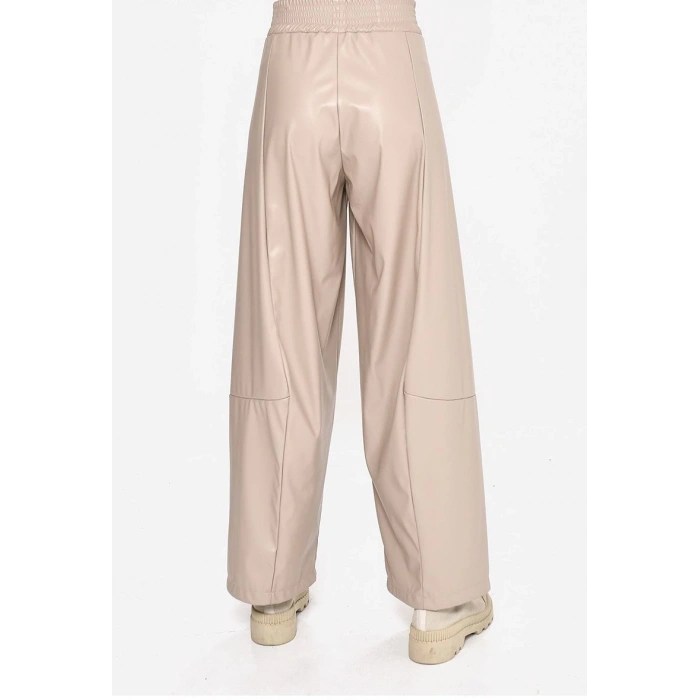 BEJ DERİ PALAZZO PANTOLON