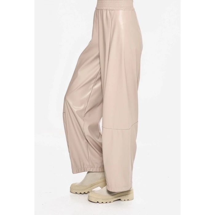 BEJ DERİ PALAZZO PANTOLON