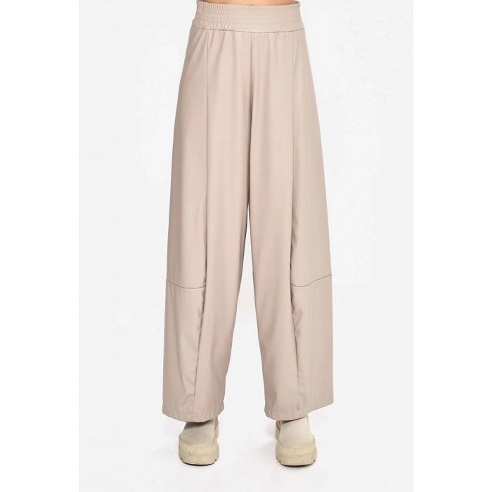 BEJ DERİ PALAZZO PANTOLON