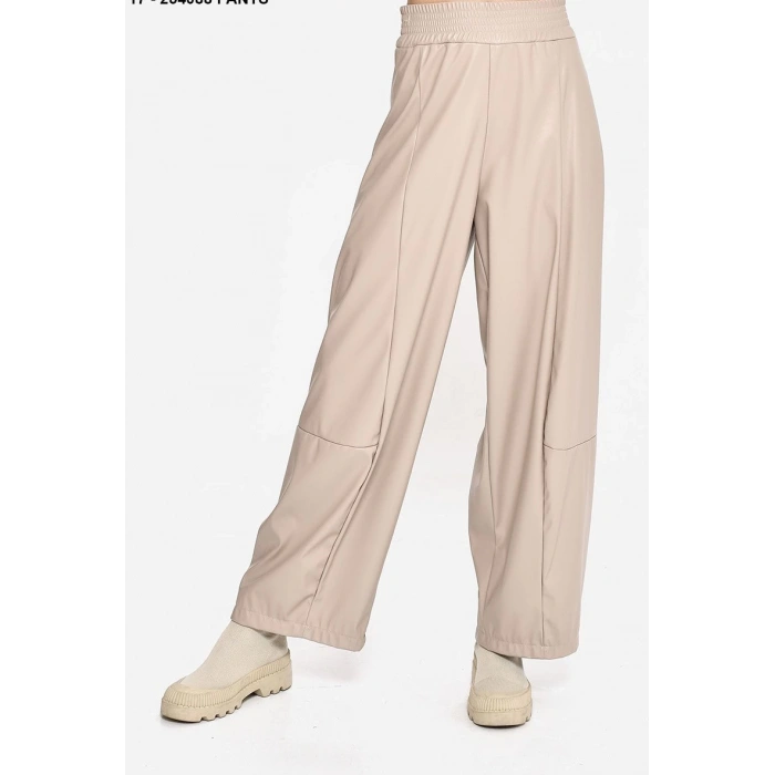 BEJ DERİ PALAZZO PANTOLON