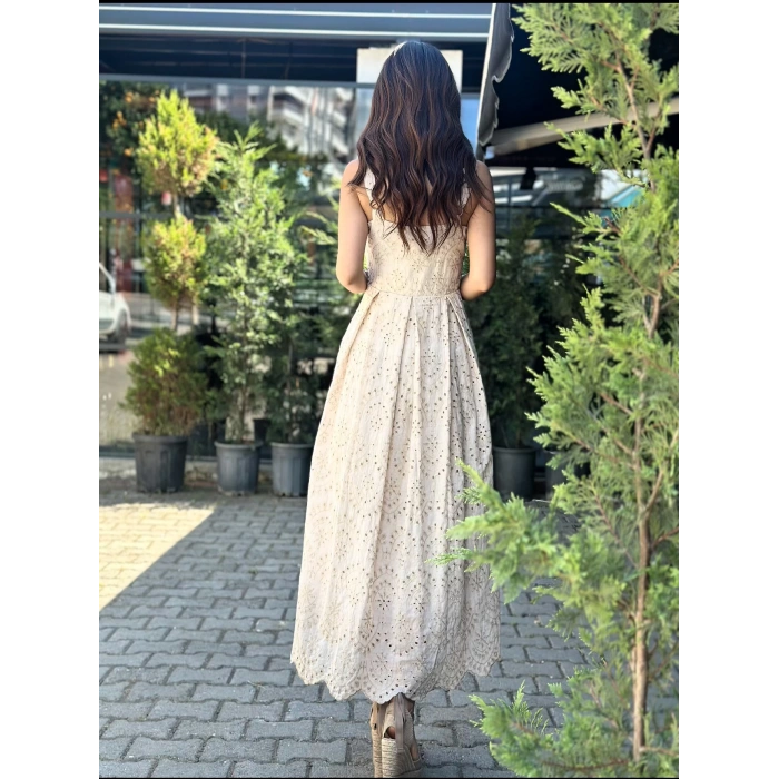 BEJ RENGİ FİSTO ELBİSE