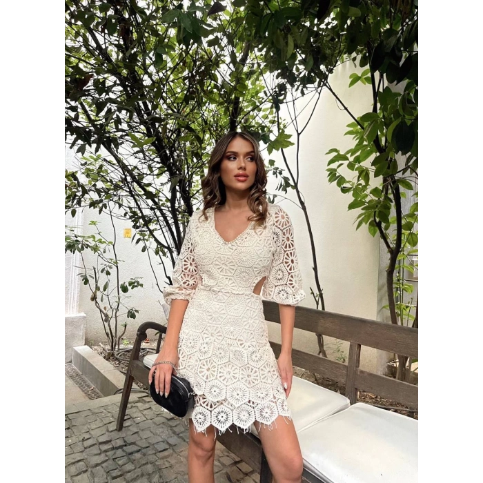 Bel Dekolte Detaylı Dantel ELbise