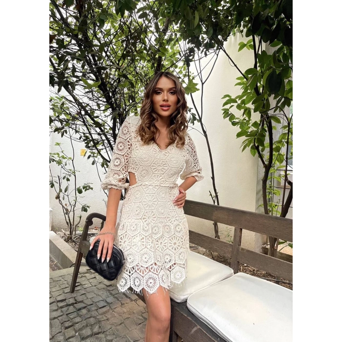 Bel Dekolte Detaylı Dantel ELbise