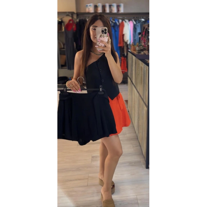 BELİ KUŞAKLI ŞORT ETEK