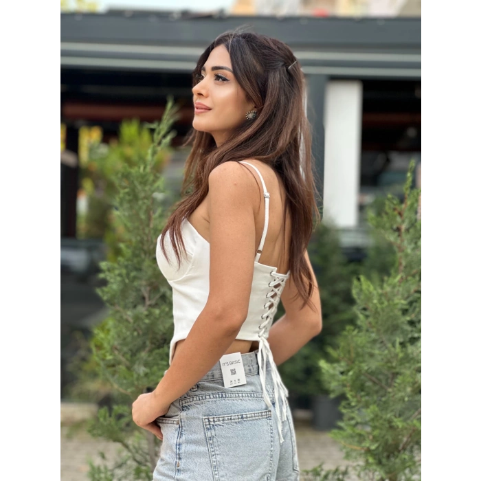 BEYAZ SIRTI BAĞLAMALI BUSTİYER