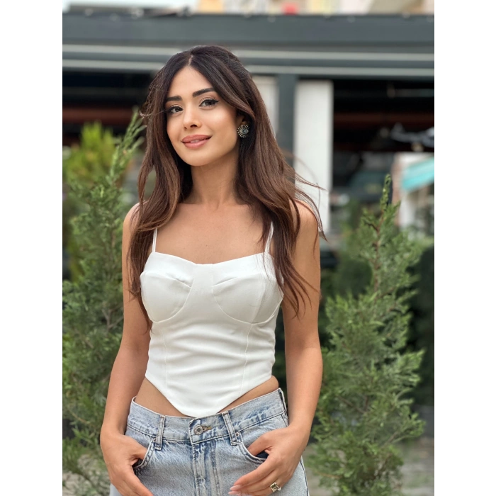 BEYAZ SIRTI BAĞLAMALI BUSTİYER
