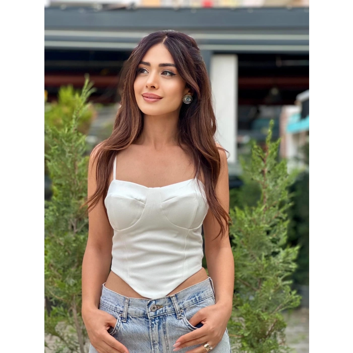 BEYAZ SIRTI BAĞLAMALI BUSTİYER