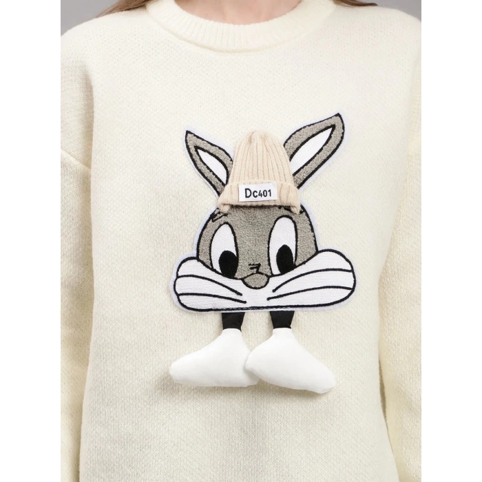 BEYAZ TAVŞANLI TRİKO KAZAK