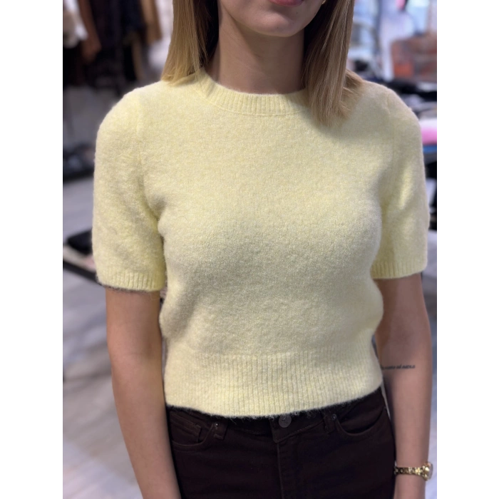 BİSİKLET YAKA YUMOŞ KAZAK SARI