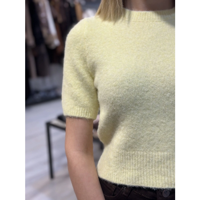 BİSİKLET YAKA YUMOŞ KAZAK SARI