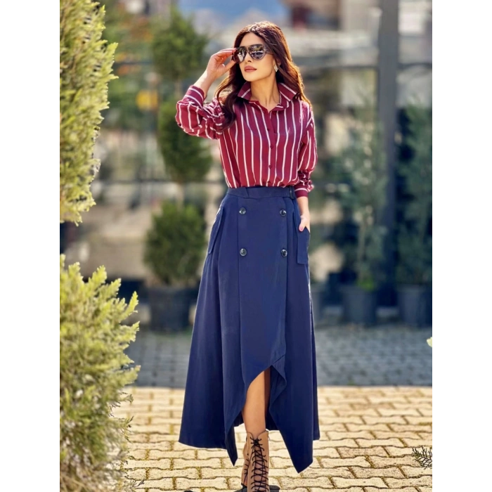 BORDO ÇİZGİLİ GÖMLEK