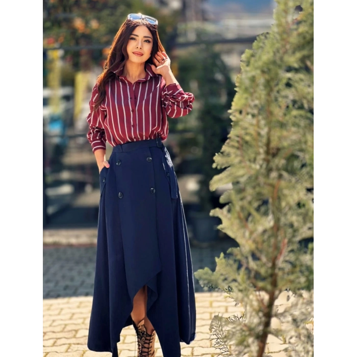 BORDO ÇİZGİLİ GÖMLEK