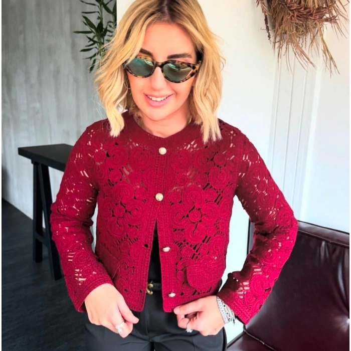 BORDO DANTEL TRİKO HIRKA