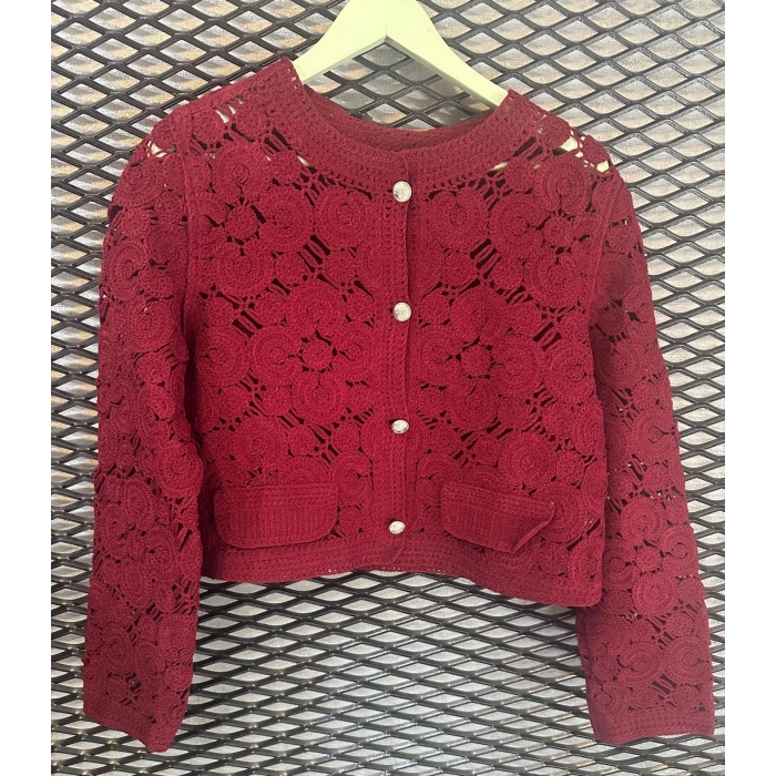 BORDO DANTEL TRİKO HIRKA