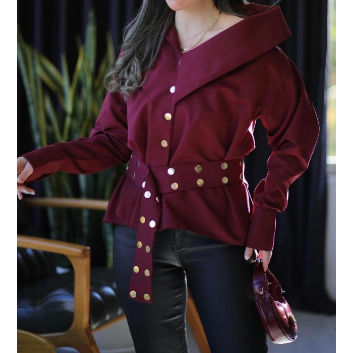 BORDO KEMERLİ GÖMLEK