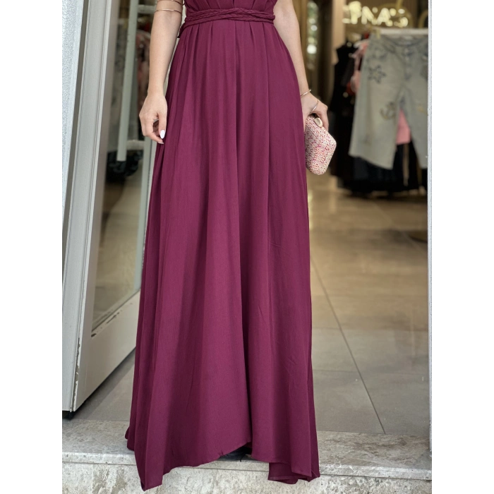 BORDO SIRT DEKOLTELİ FM ELBİSE