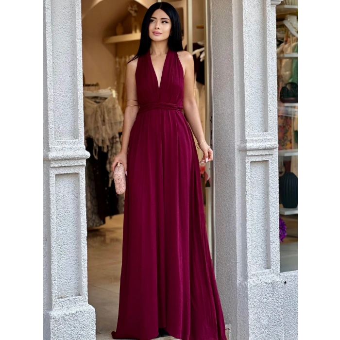 BORDO SIRT DEKOLTELİ FM ELBİSE