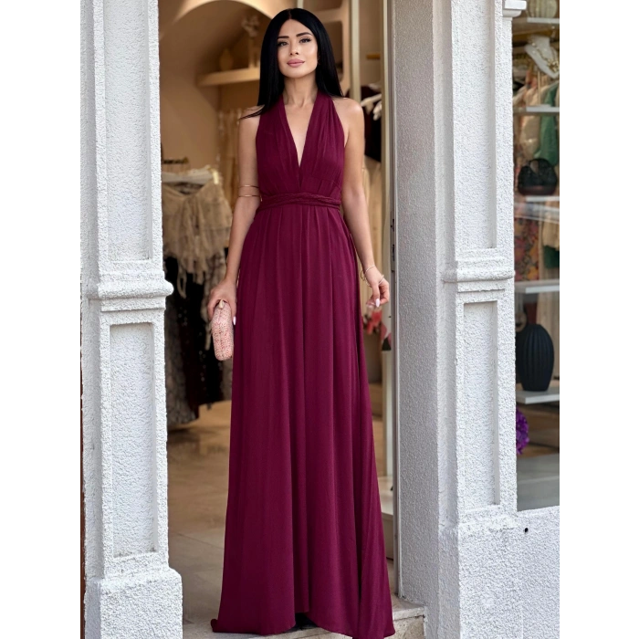 BORDO SIRT DEKOLTELİ FM ELBİSE