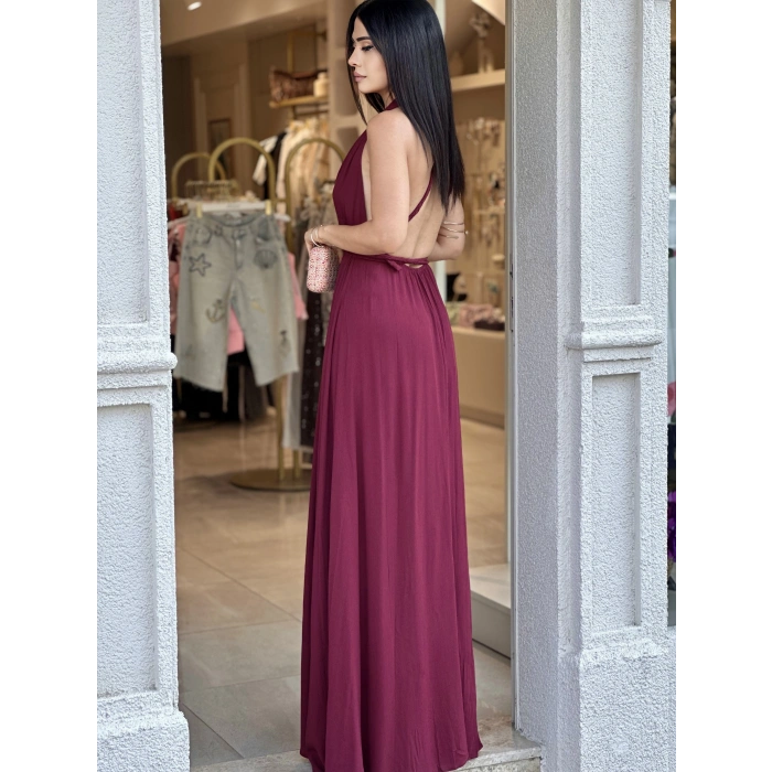BORDO SIRT DEKOLTELİ FM ELBİSE