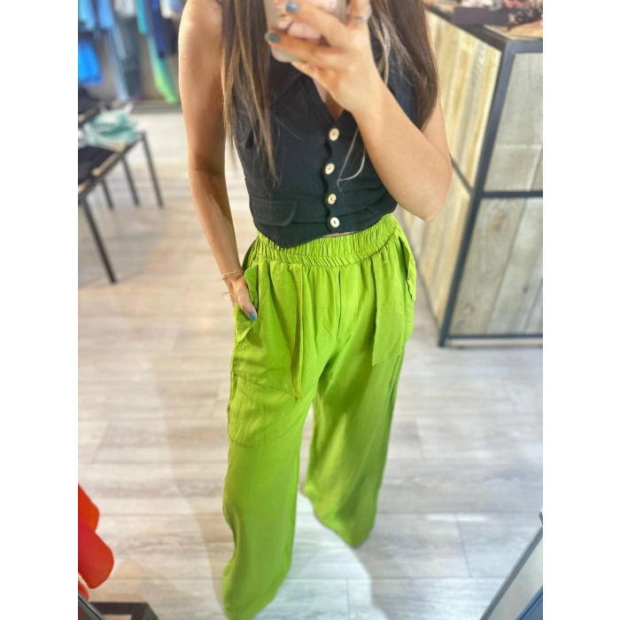 CEP DETAYLI KETEN PANTOLON