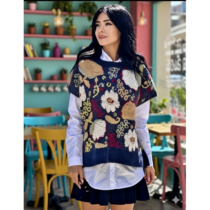 ÇİÇEK DESENLİ GÖMLEKLİ SÜVETER 2 Lİ ÜRÜN
