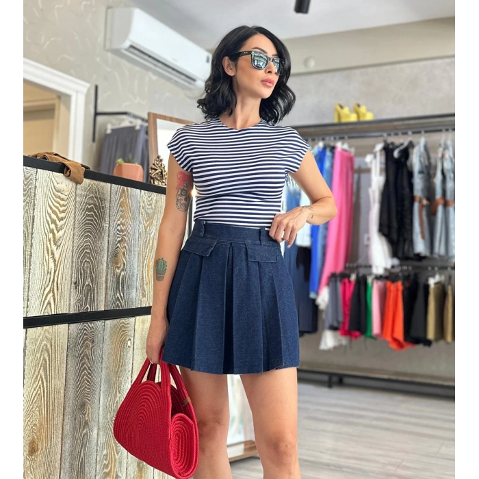 ÇİZGİLİ CROP TİŞÖRT