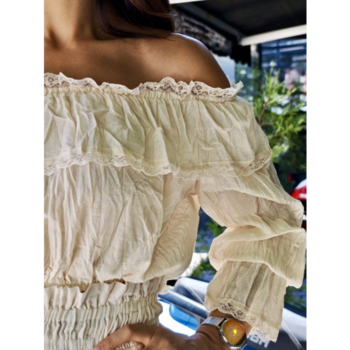 DANTEL DETAYLI NATUREL BLUZ