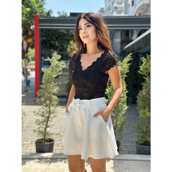 DANTEL LİKRALI BLUZ