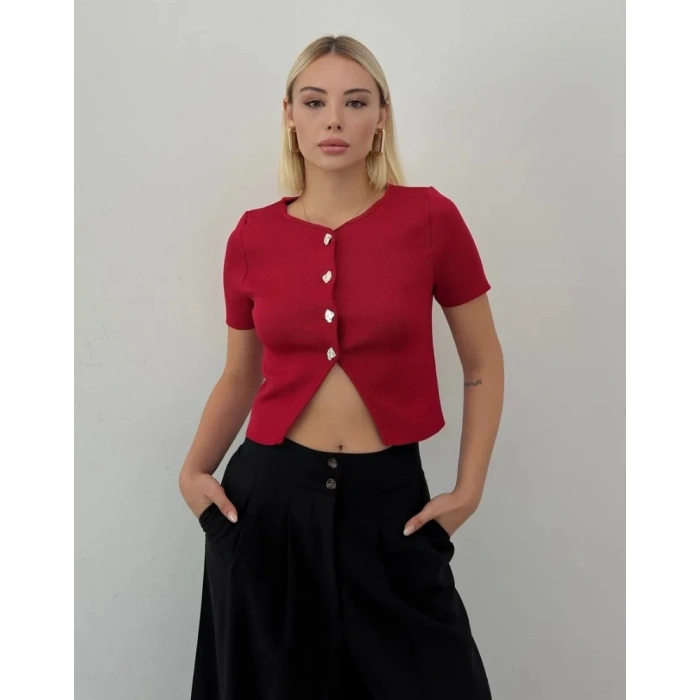 DÜĞMELİ CROP YELEK