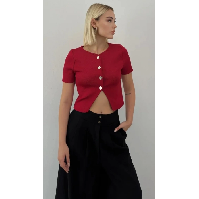 DÜĞMELİ CROP YELEK