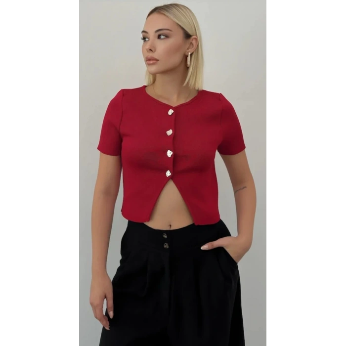 DÜĞMELİ CROP YELEK