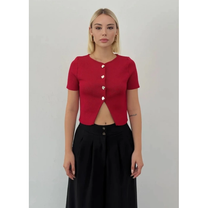 DÜĞMELİ CROP YELEK