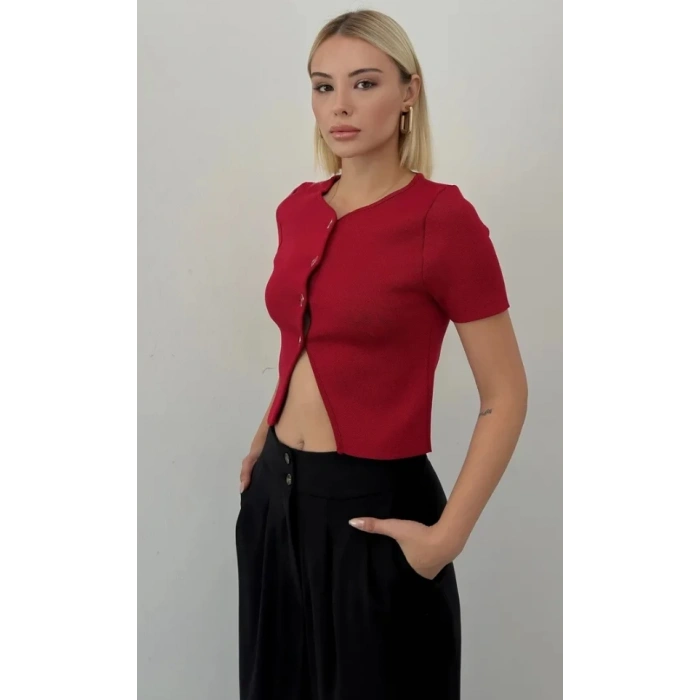 DÜĞMELİ CROP YELEK