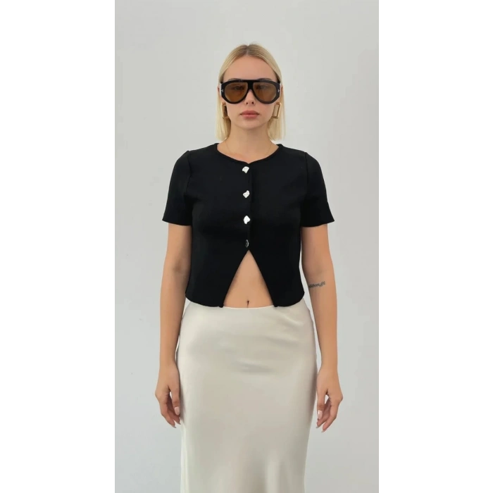 DÜĞMELİ CROP YELEK