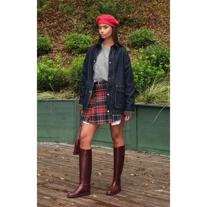 EKOSELİ KIRMIZILI PİLELİ ETEK