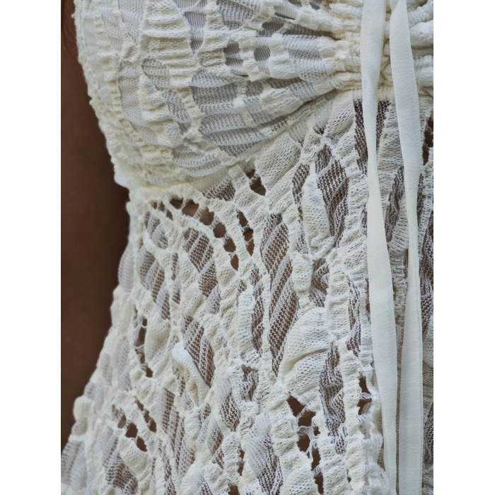 EKRU ASKILI DANTEL TOP