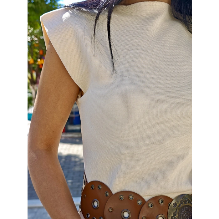 EKRU ÇELİK TRİKO ELBİSE