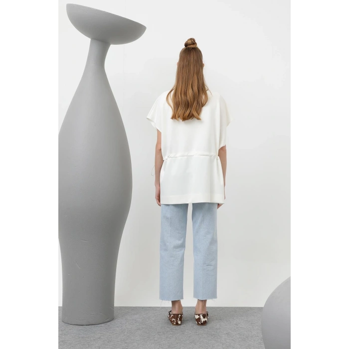 EKRU FERMUARLI MODAL KUMAŞ YELEK