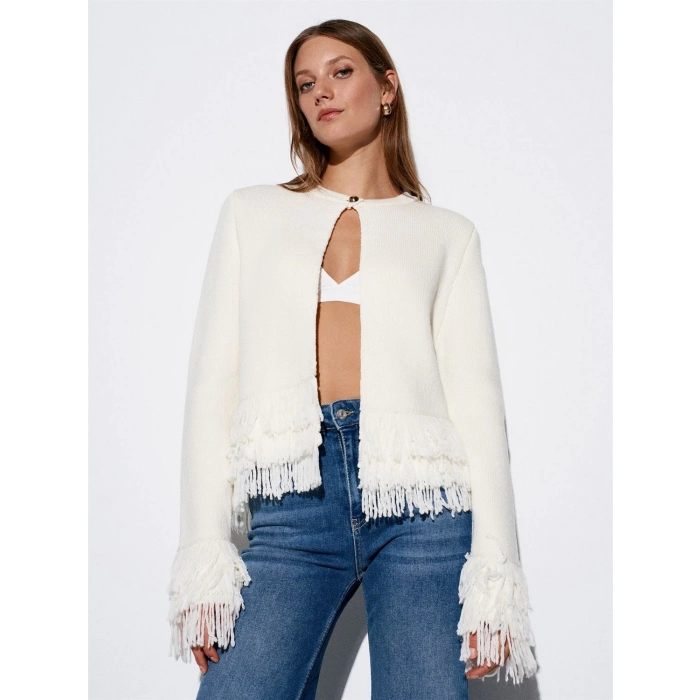 EKRU PÜSKÜL KOL DÜĞMELİ HIRKA