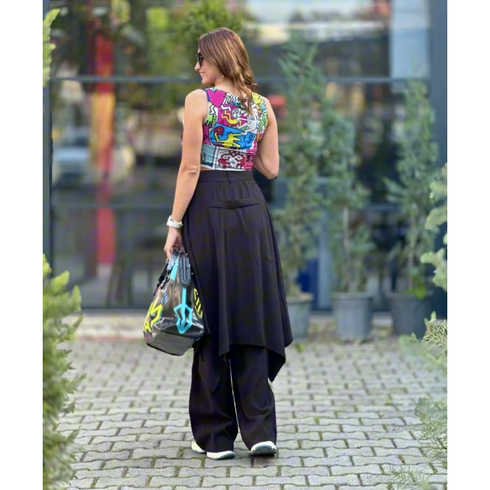 ETEK PARÇALI SİYAH PANTOLON