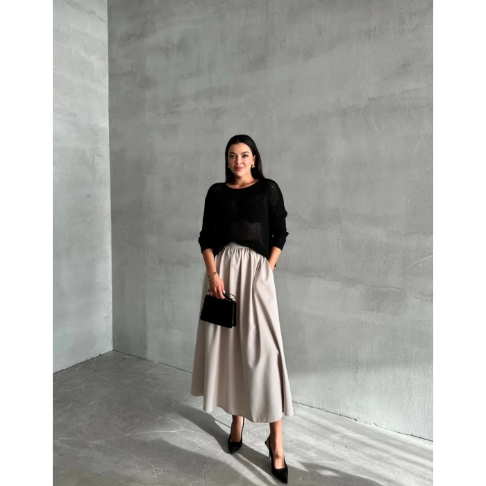 FİLELİ SİYAH BLUZ