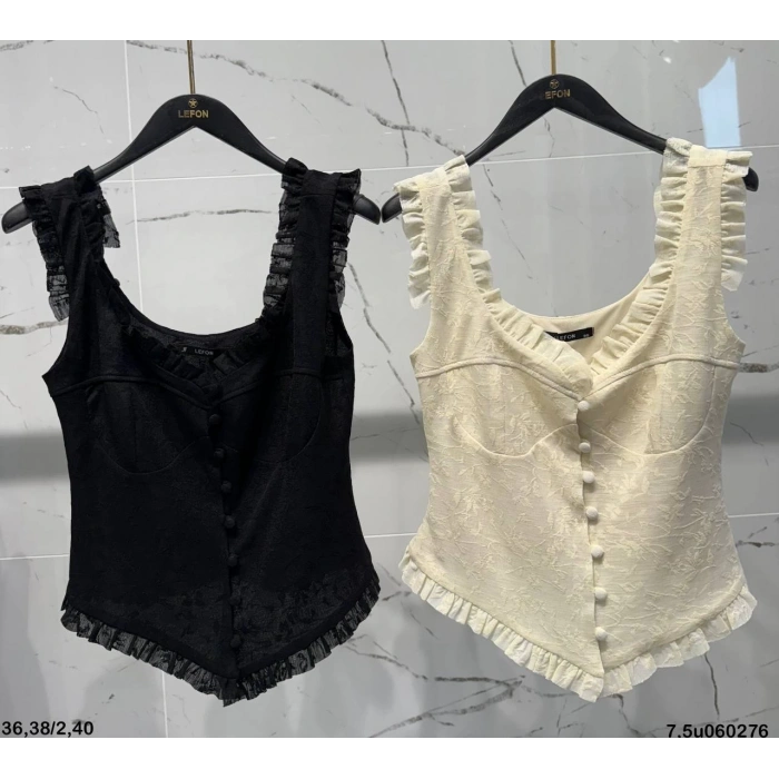 FIRFIR DETAYLI DANTEL BLUZ