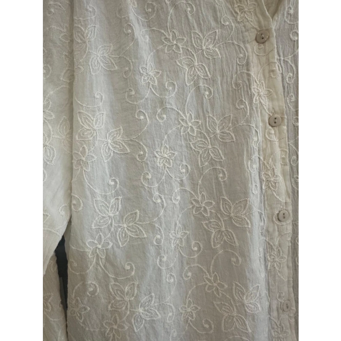 FİSTO ÇİÇEK DESENLİ PAMUKLU BEJ GÖMLEK