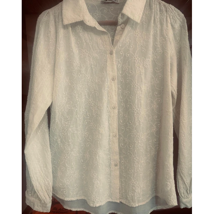 FİSTO ÇİÇEK DESENLİ PAMUKLU BEJ GÖMLEK