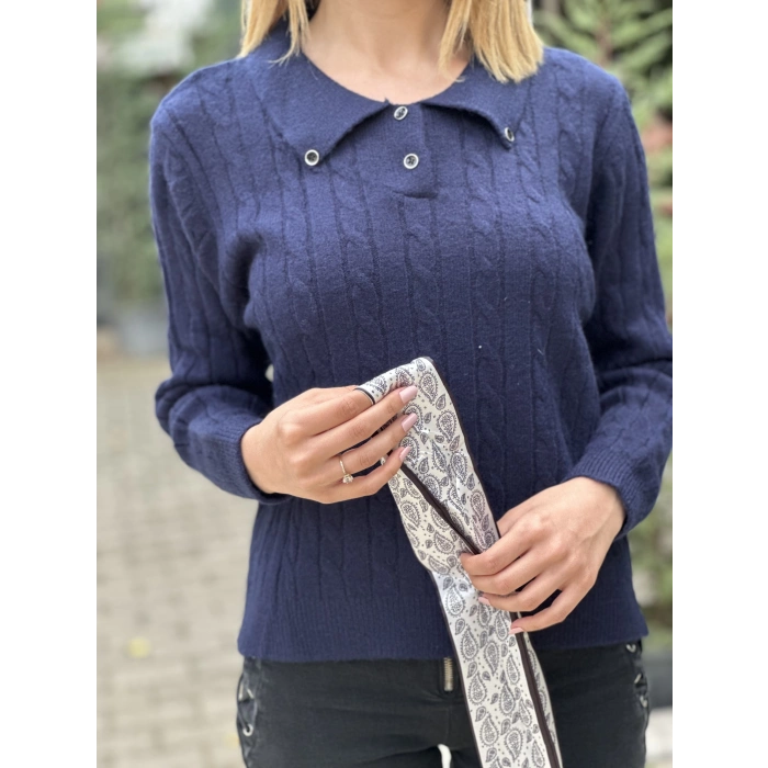 FULARLU TRİKO KAZAK