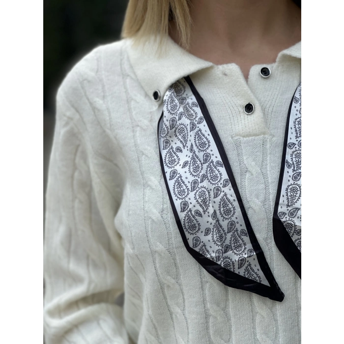 FULARLU TRİKO KAZAK